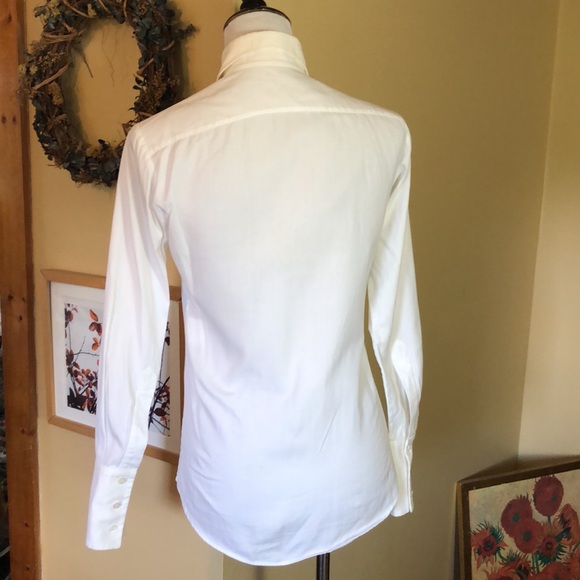 STELLA  MCCARTNEY Size 38 EU White Buttondown Blouse Honeycomb Collar/Cuff $585 - Picture 7 of 16